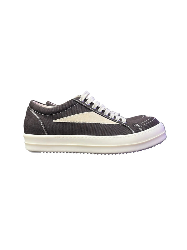 Rick Owens DRKSHDW Vintage Canvas Low Leather Sneakers Dark Dust Milk
