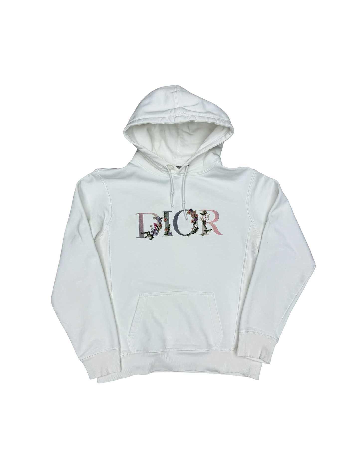 Dior Flowers Embroidered White Logo Hoodie