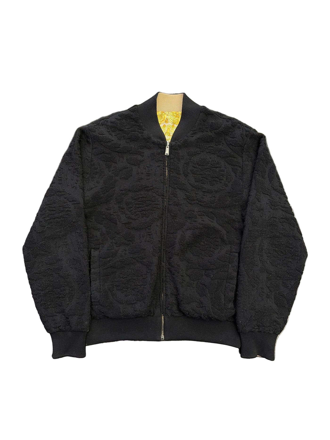Versace Baroque Pattern Reversible Bomber Jacket Black
