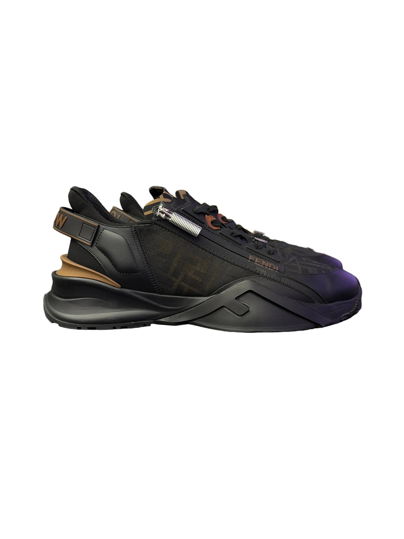 Fendi Flow FF Jacquard Low Top Trainer Black Brown