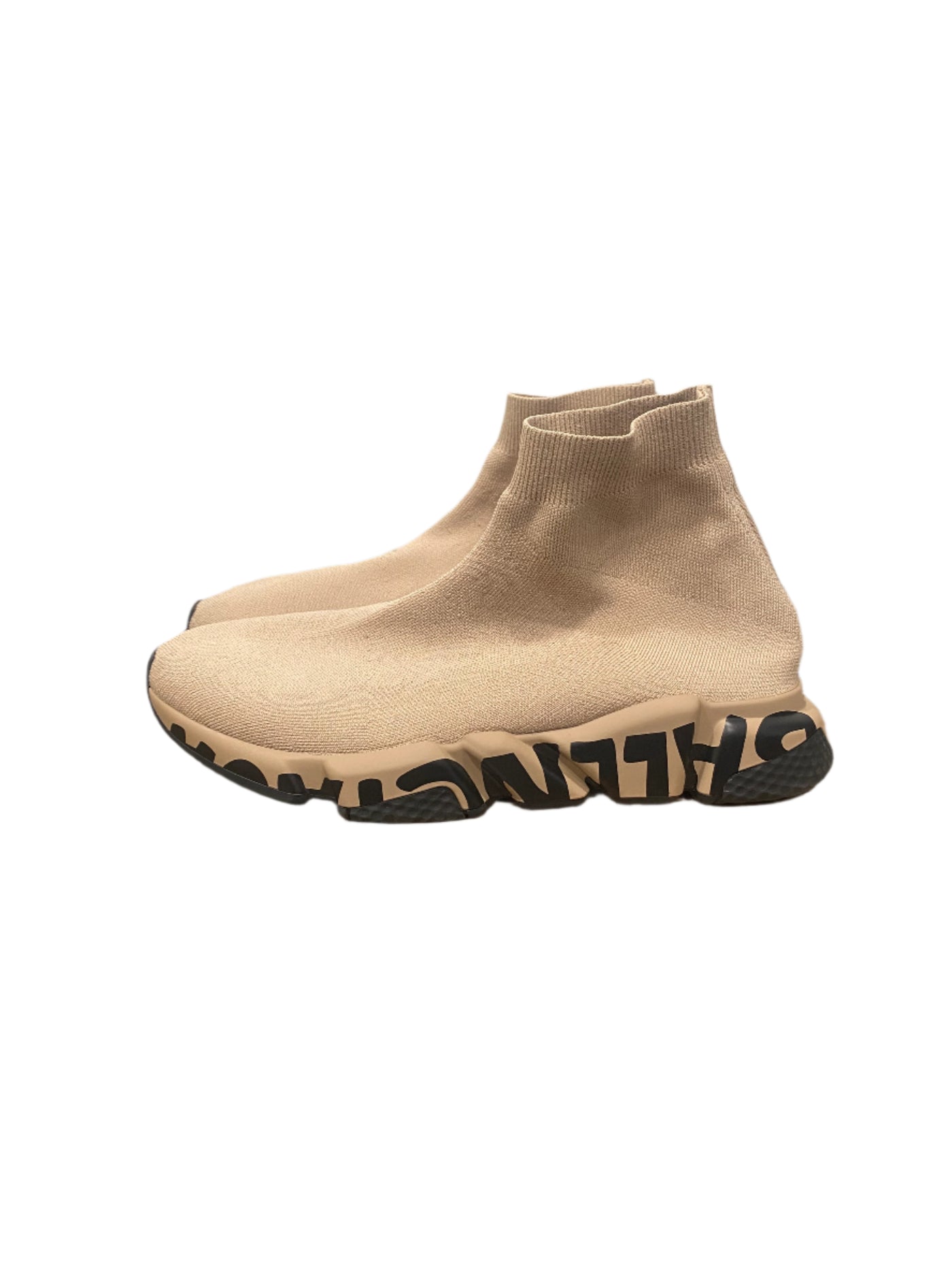 Balenciaga Speed Knit Graffiti Sneakers Beige Black