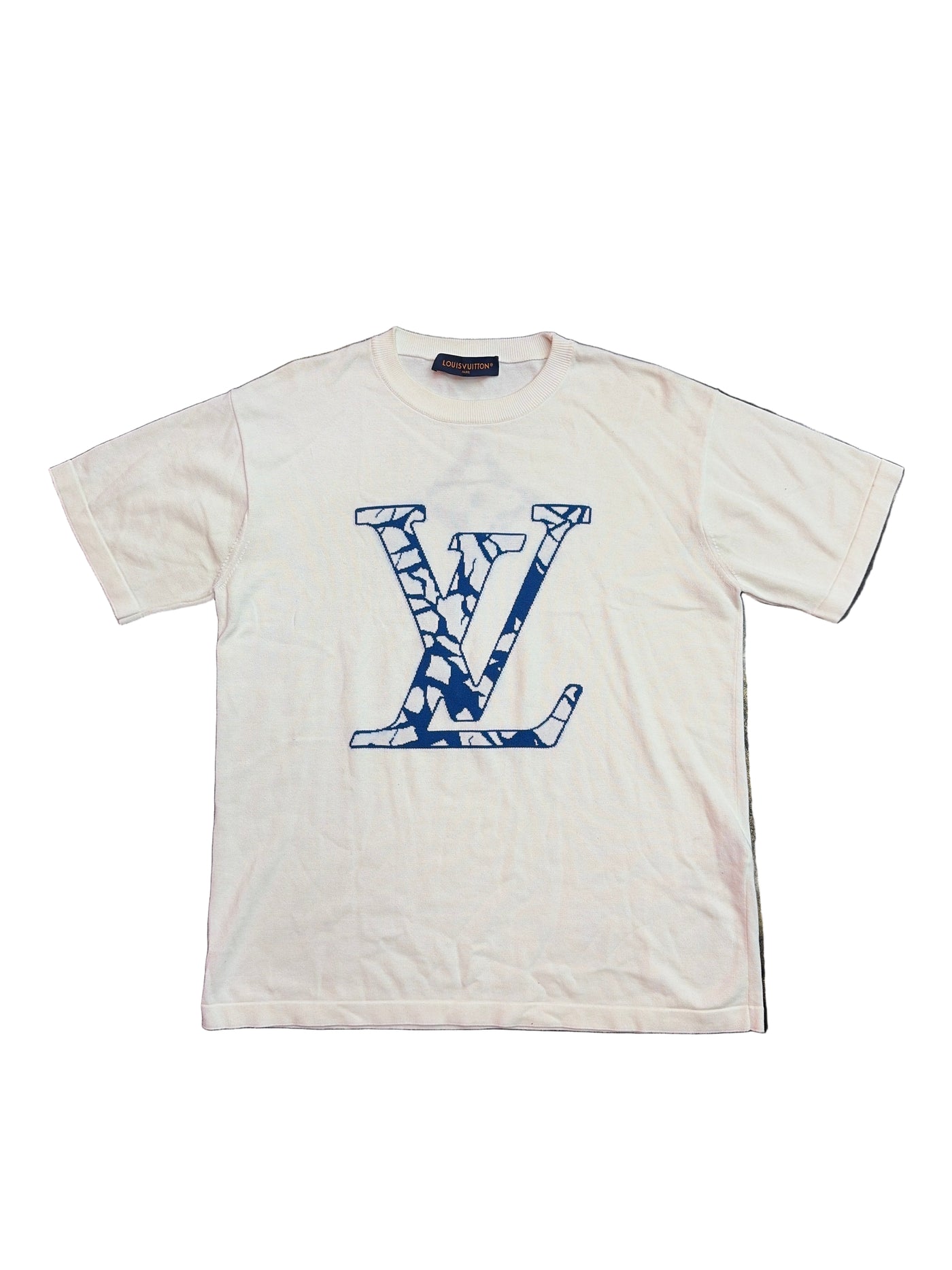 LV Monogram Intarsia Print T-Shirt White Blue