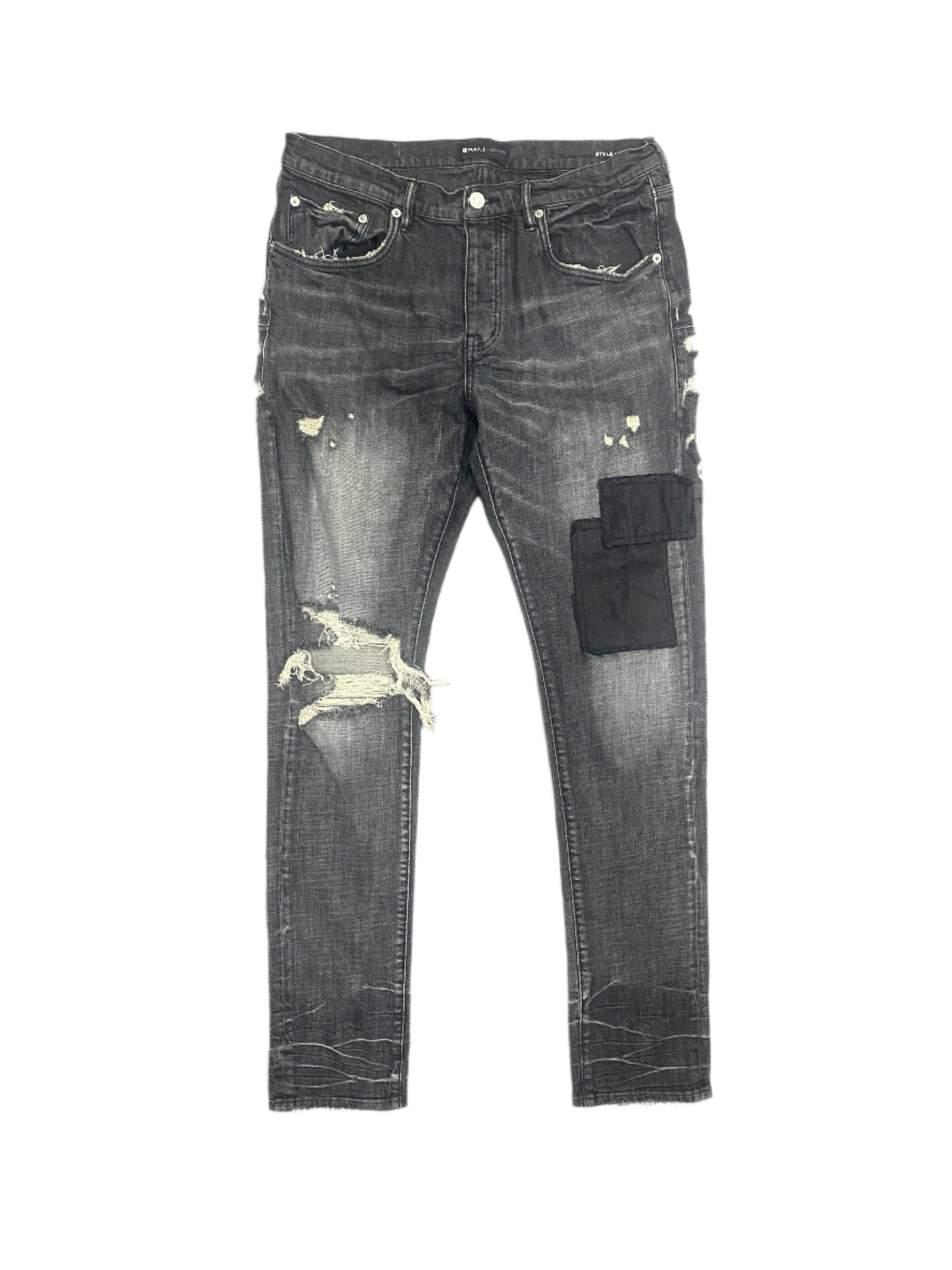 Purple Brand Patched Jeans Grey Black