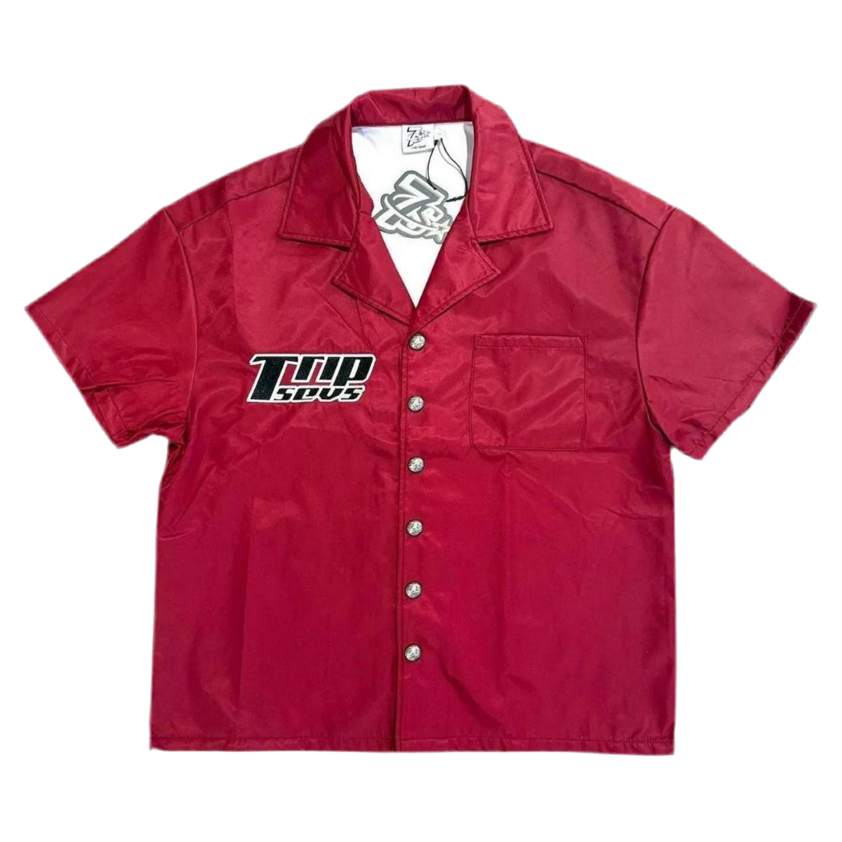 Triple Sevens Nylon Button Up Shirt Red