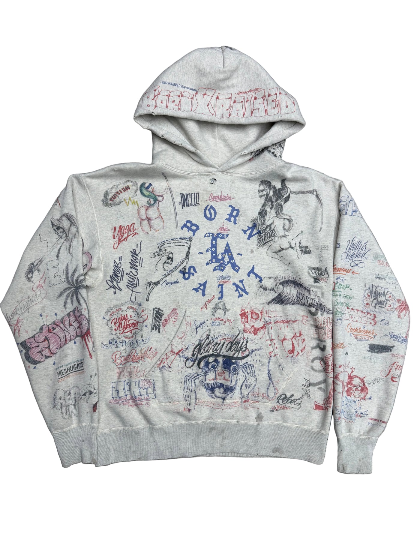 Saint Michael x Born X Raised Graffiti Print Hoodie