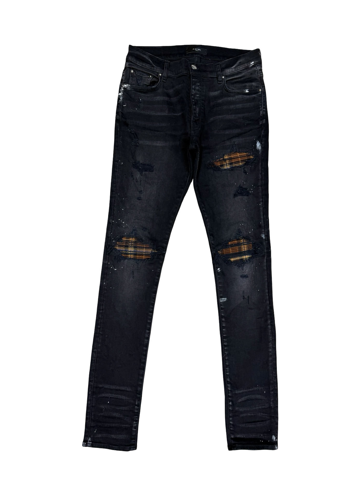 Amiri MX1 Plaid Denim Aged Black