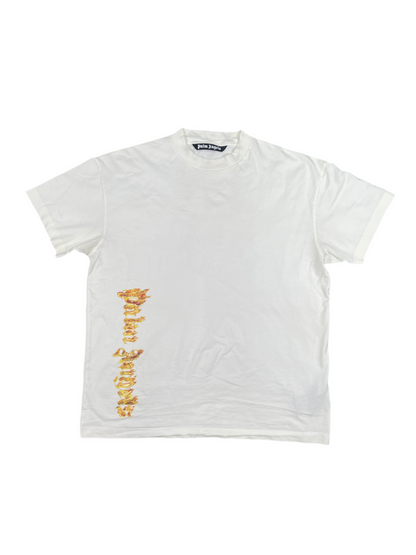 Palm Angels Burning Palm Logo Cotton T-Shirt White