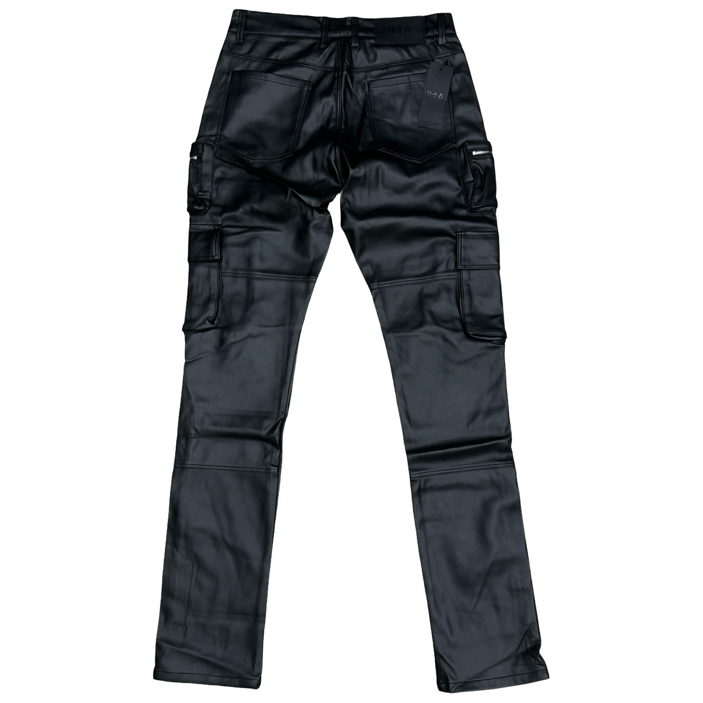 RTA Slate Black Leather Cargo Pants