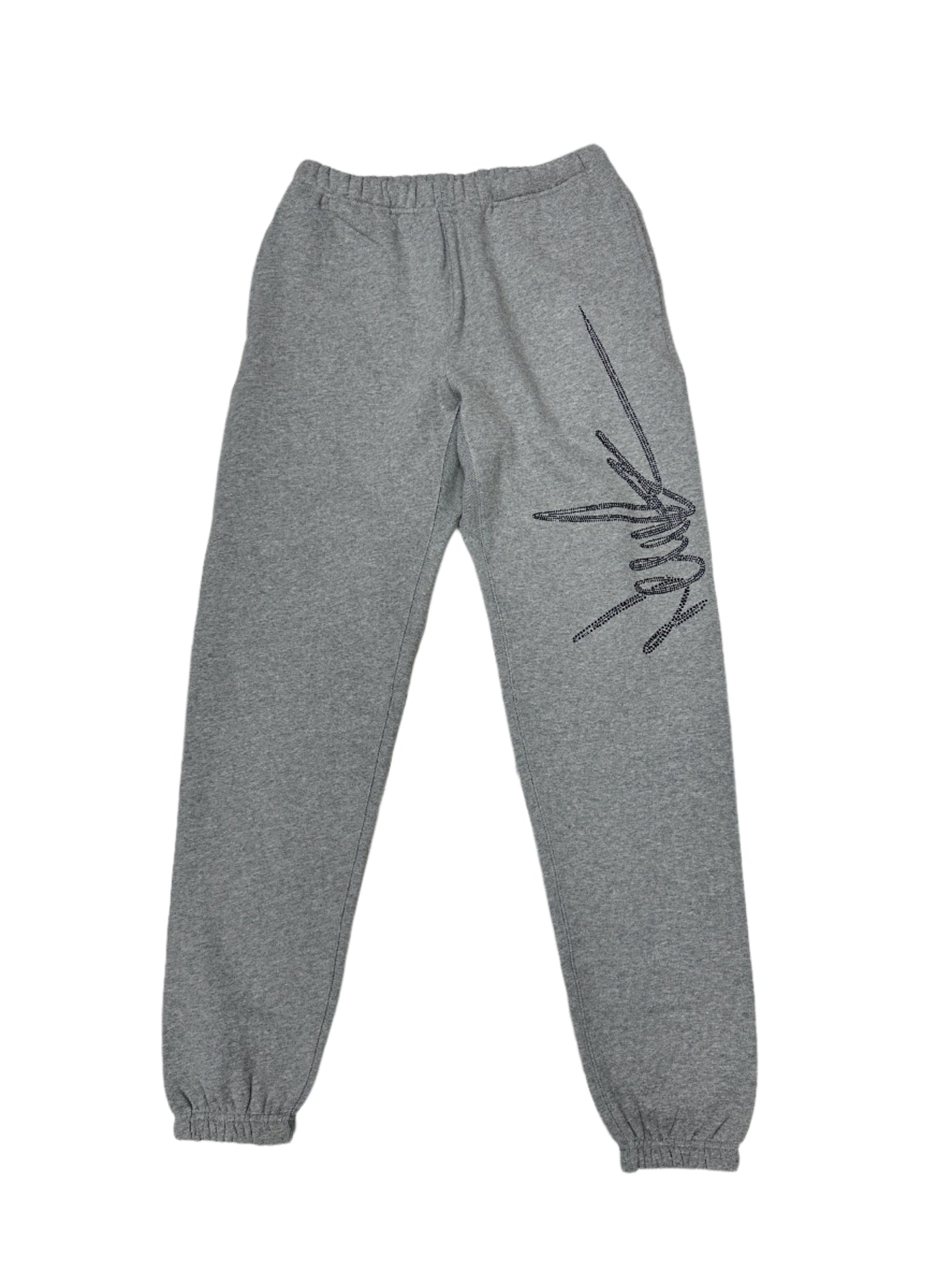 NewYrrk Grey Sweatpants Side Logo w/ Black Crytals