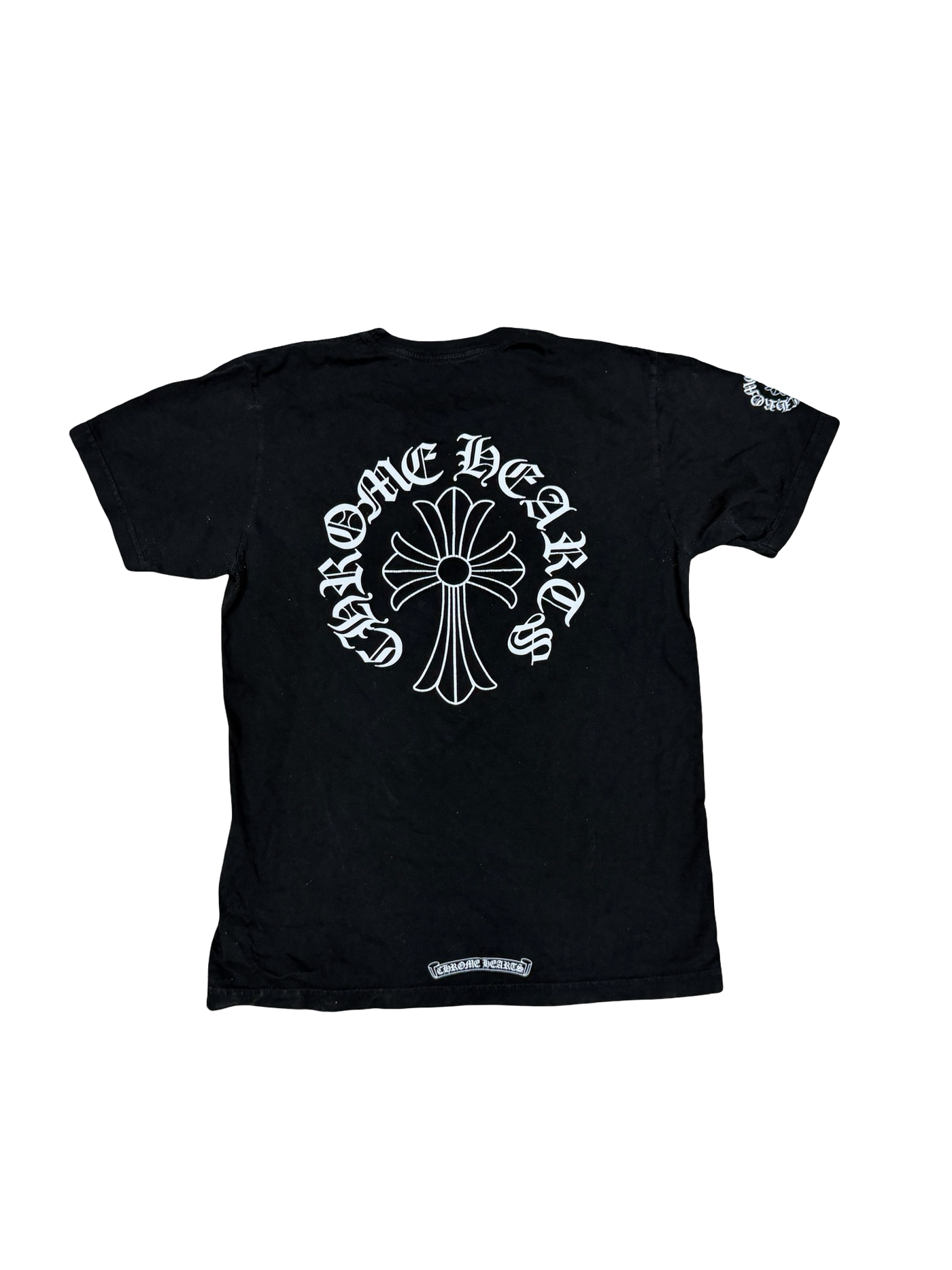 Chrome Hearts Horse Shoe Cross Neck Logo T-Shirt Black White