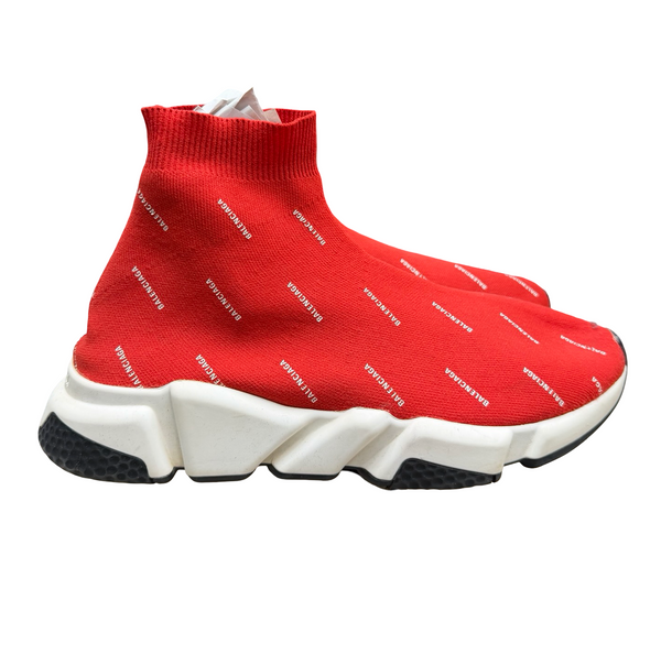 Balenciaga Speed Trainer Logo Print Red White