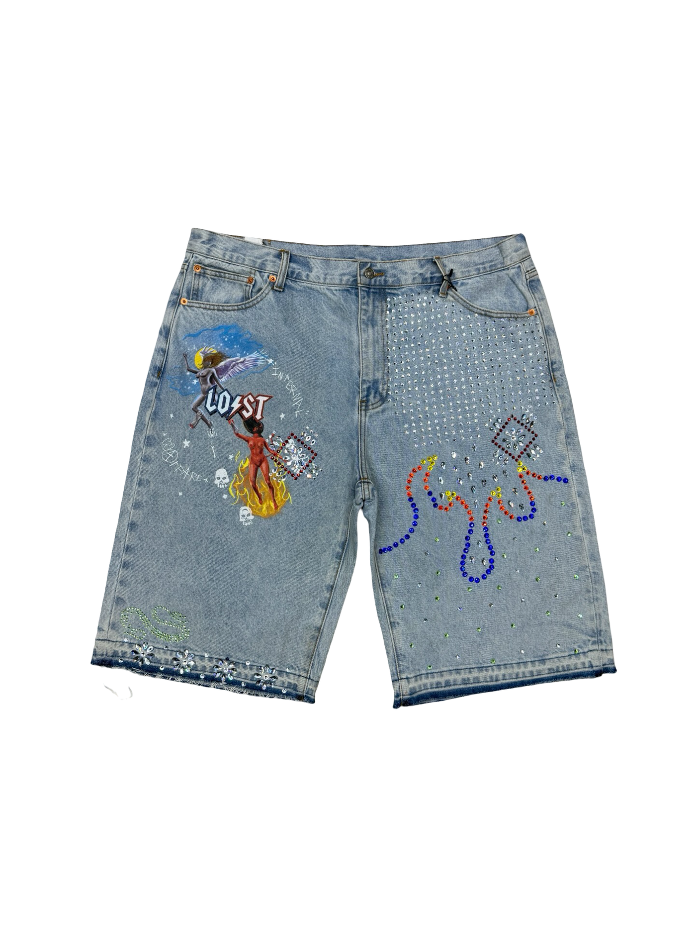 Lost Intricacy “Internal Warfare” Denim Rhinestone Jean
