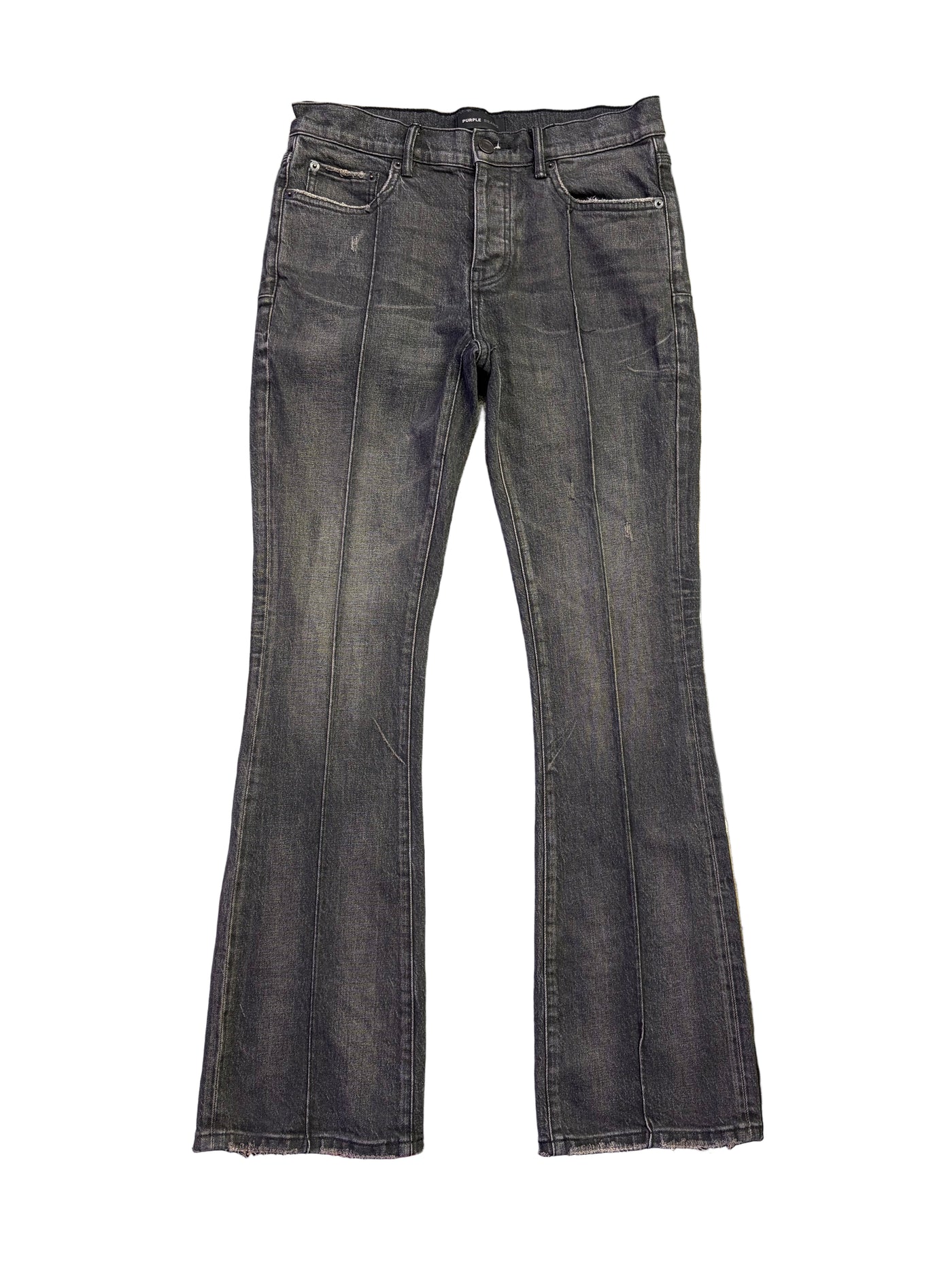 Purple Brand P004 Pintuck Flared Jeans Black Wash