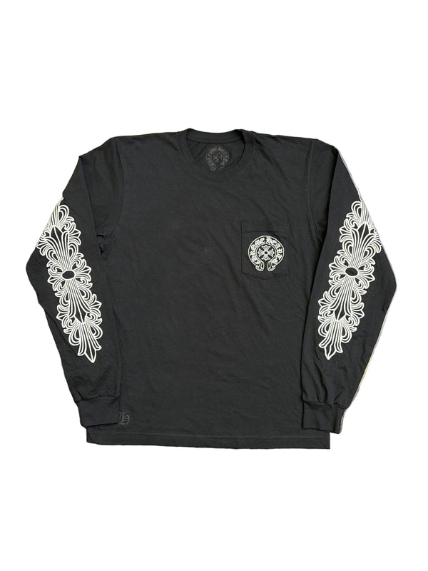Chrome Hearts Miami Exclusive Horseshoe Logo L/S Shirt Black White
