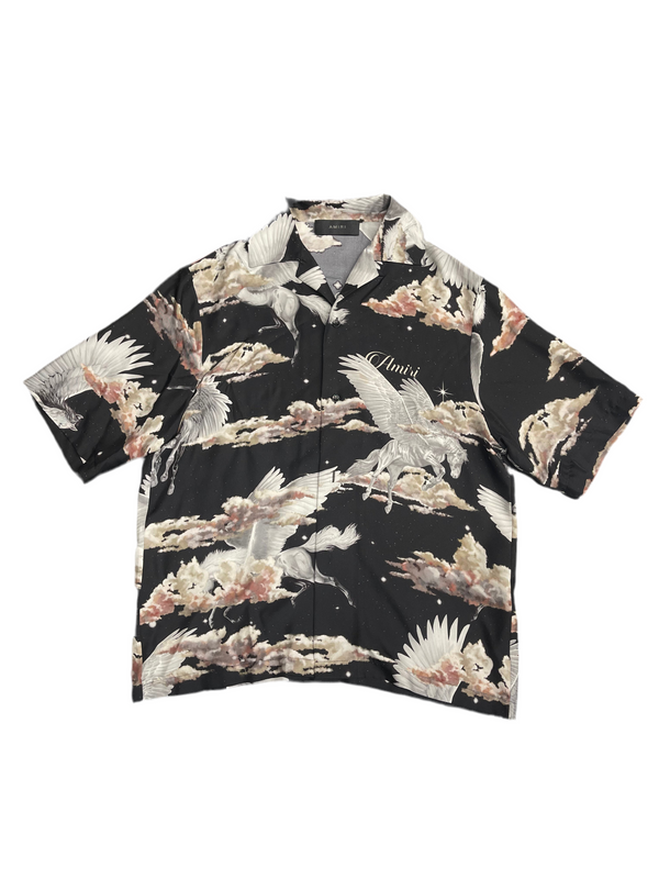 AMIRI All Over Pegasus Bowling Shirt Black