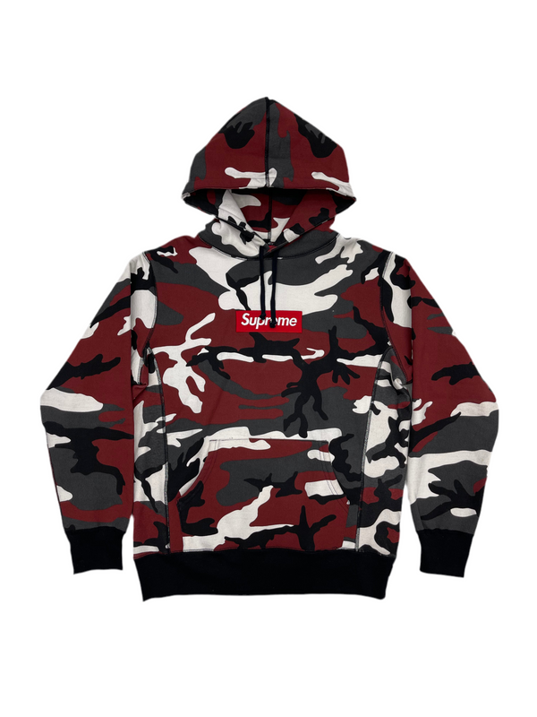 FW13 Supreme Box Logo Pullover Hoodie Red Camo