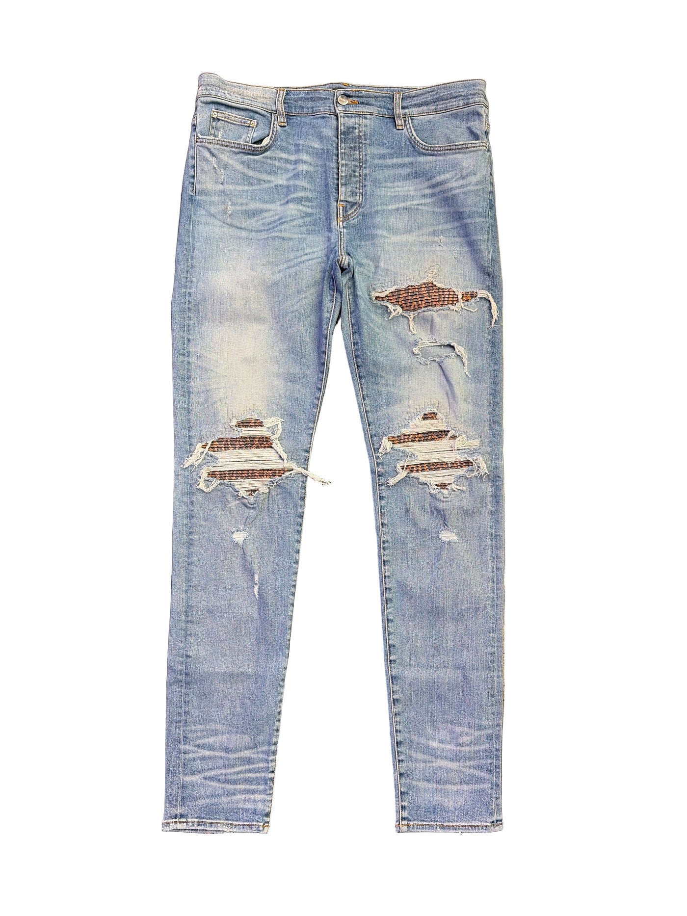 Amiri Brown Acid Patch Jeans Clay Indigo