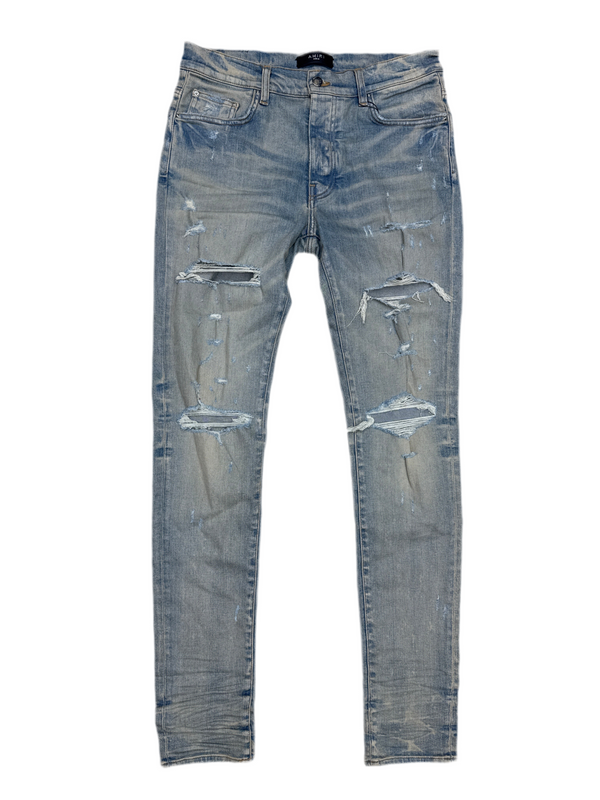 Amiri Ripped Blue Washed Jeans