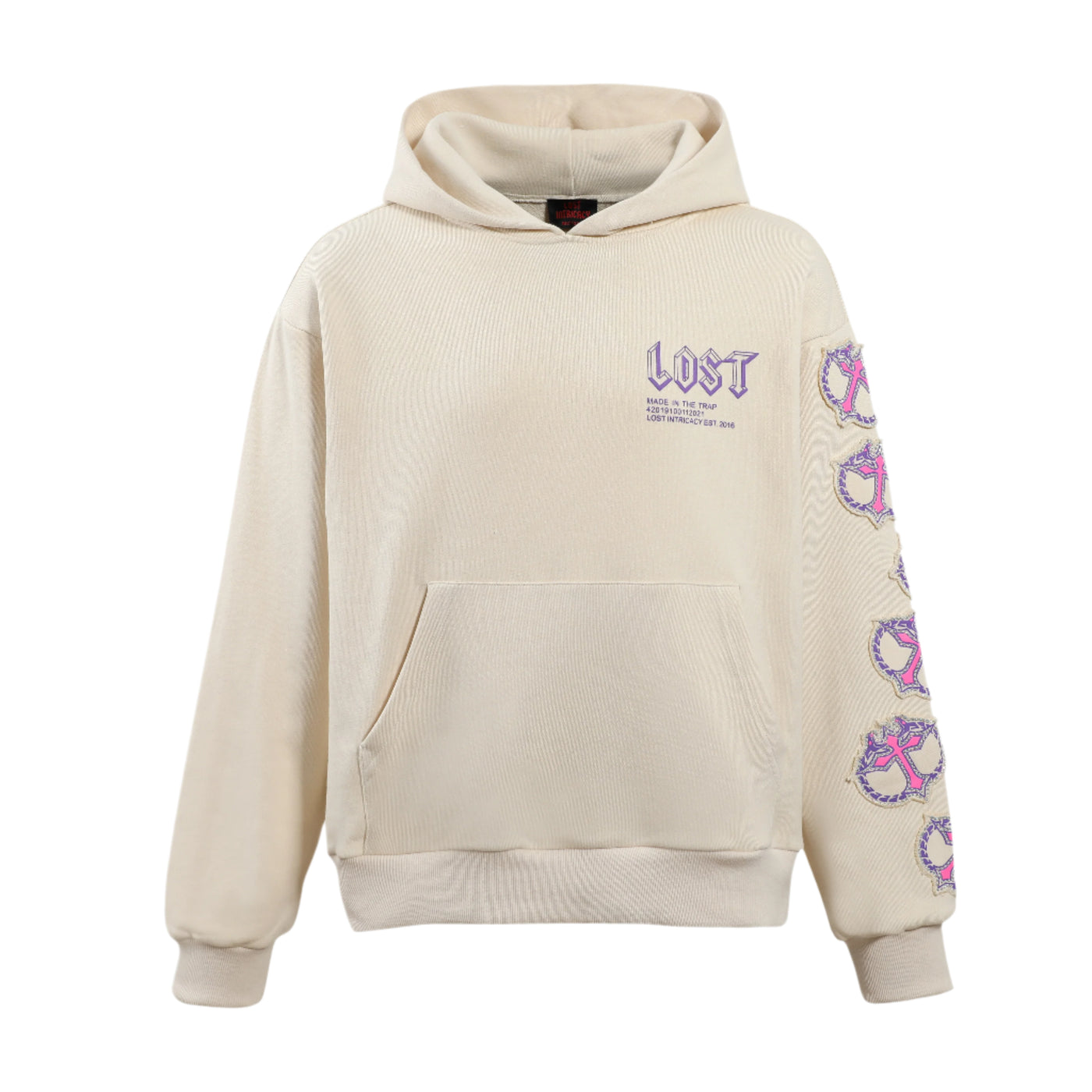 Lost Intricacy Mitt Hoodie Cream Pink