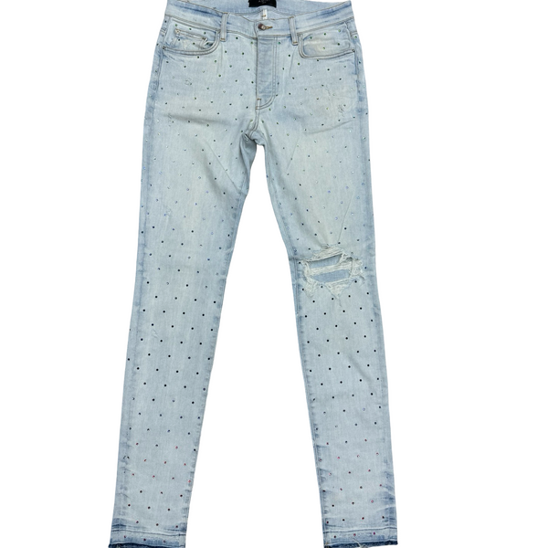Amiri Rainbow Crystal Denim Skinny Jeans