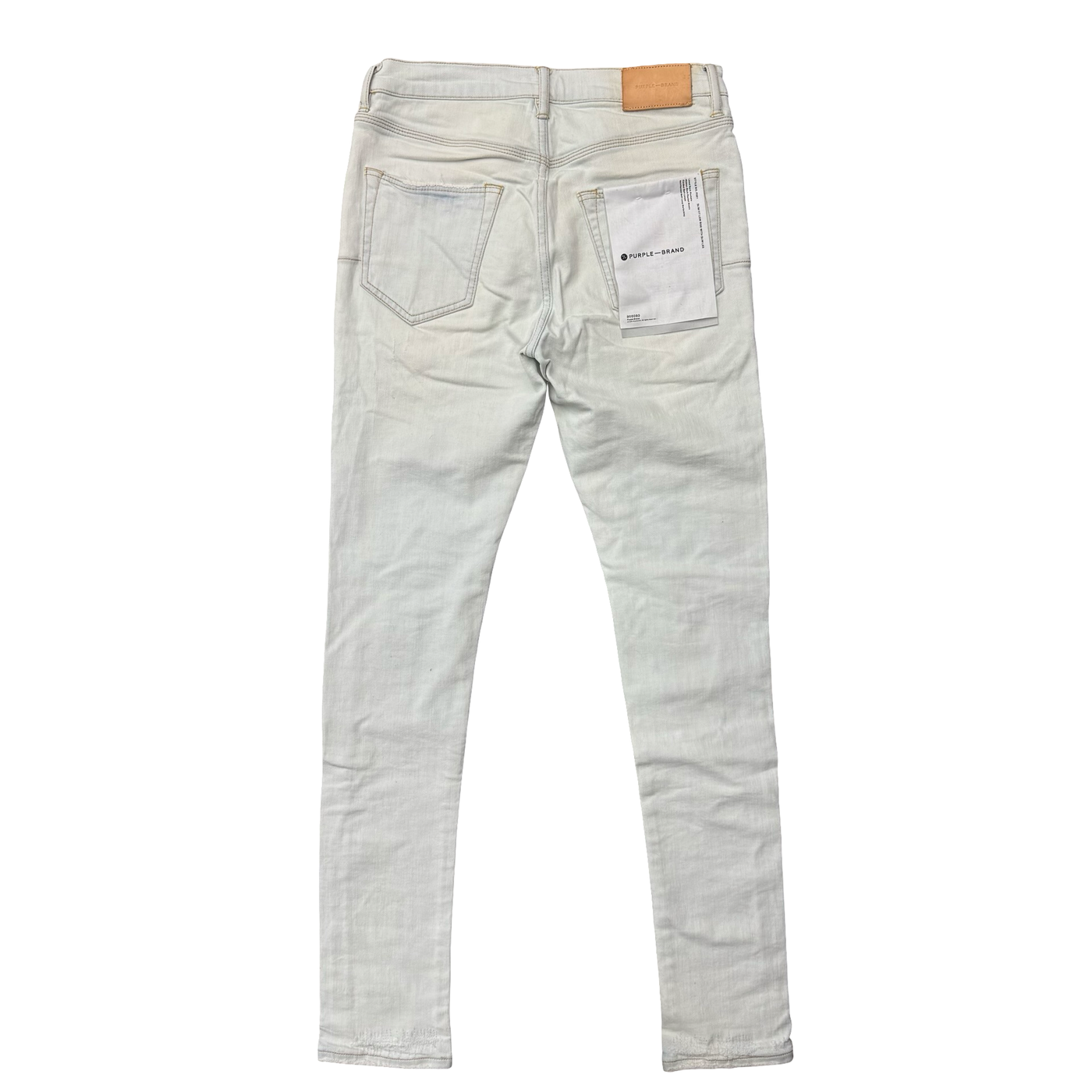 Purple Brand Distressed Olive-Stitch Jeans White