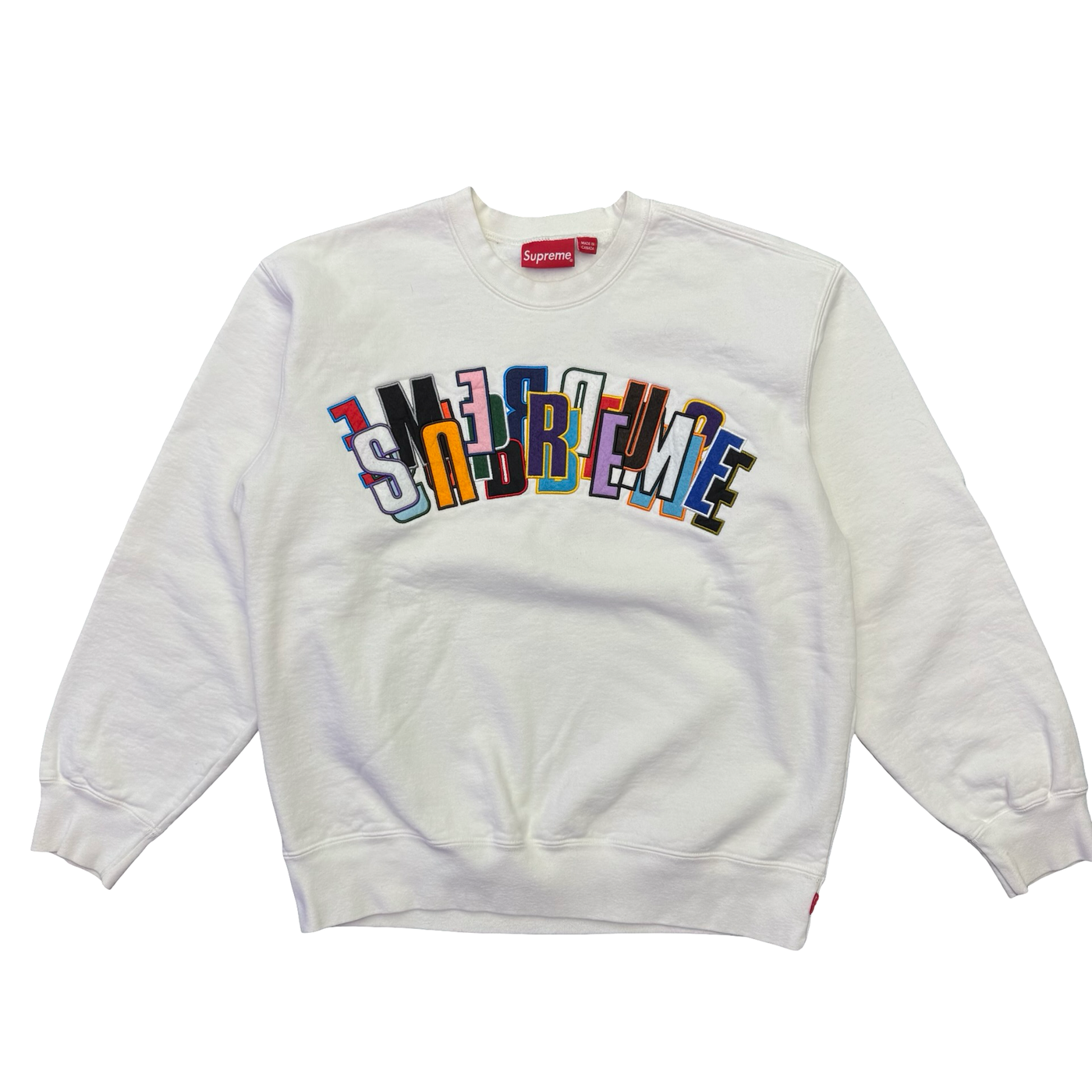 Supreme Stacked Logo Crewneck White