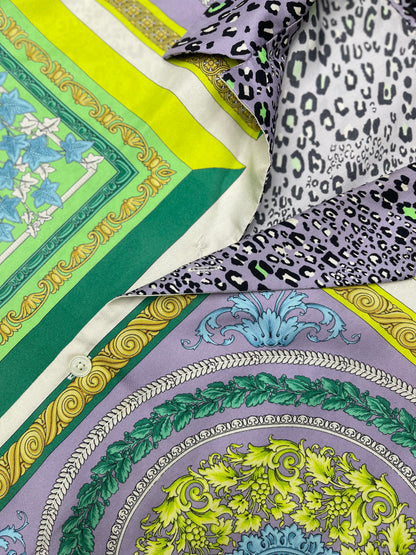 Versace Barocco Mosaic Print Silk Shirt Multicolor