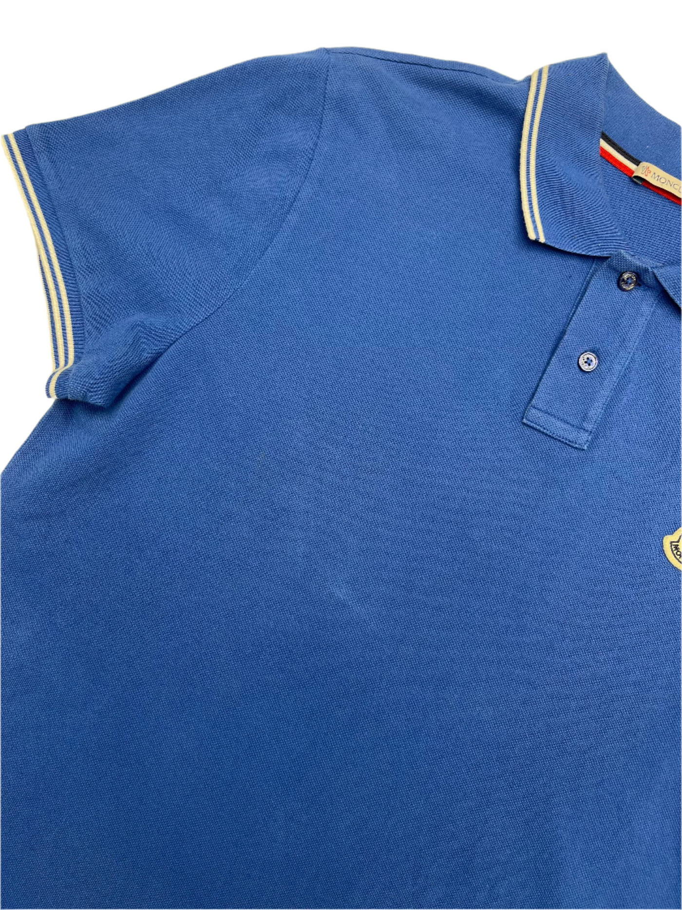 Moncler Logo Patch Cotton Piquet Polo Shirt Light Blue