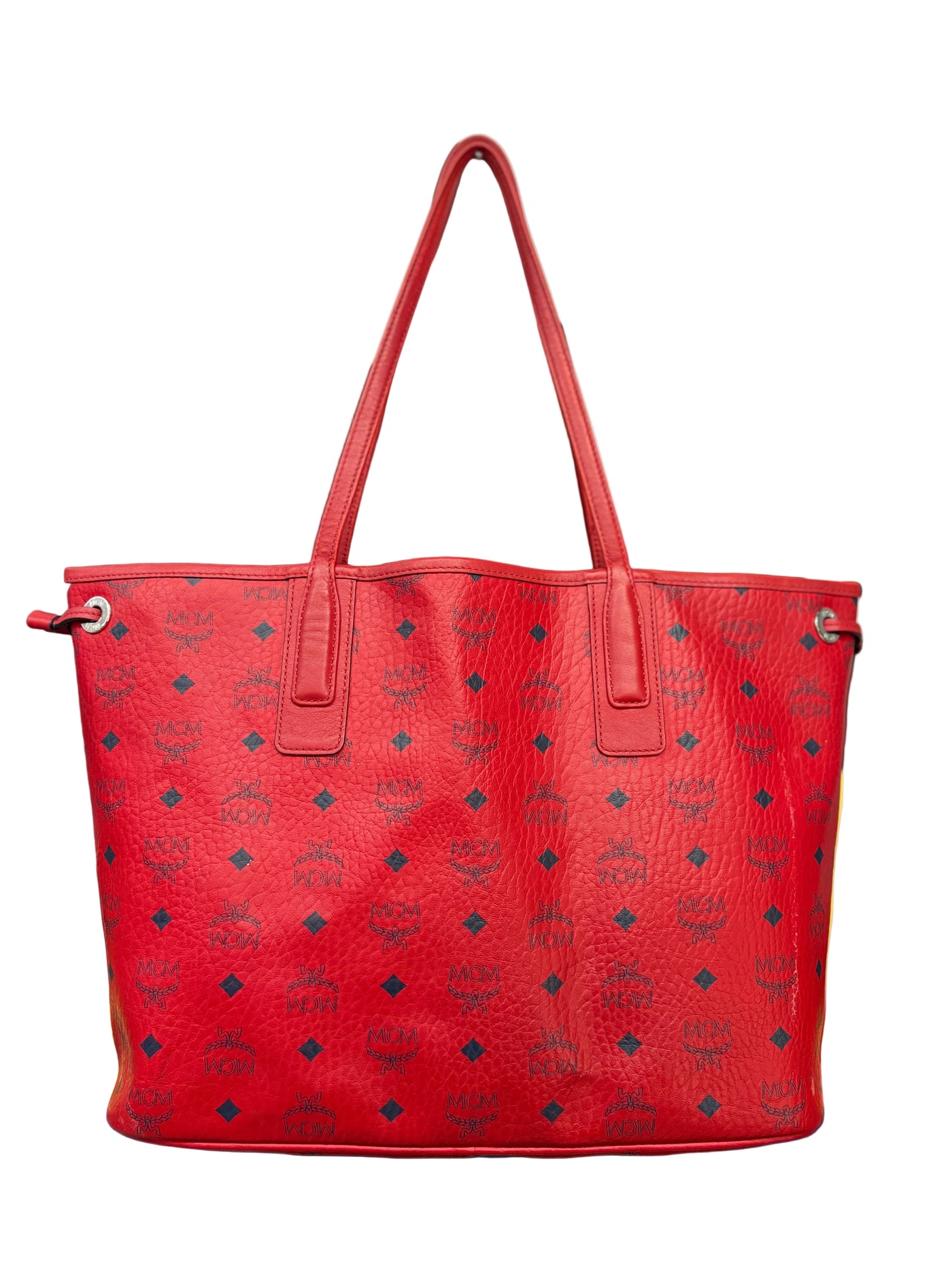 MCM Visetos Liz Reversible Shopper Tote Ruby Red