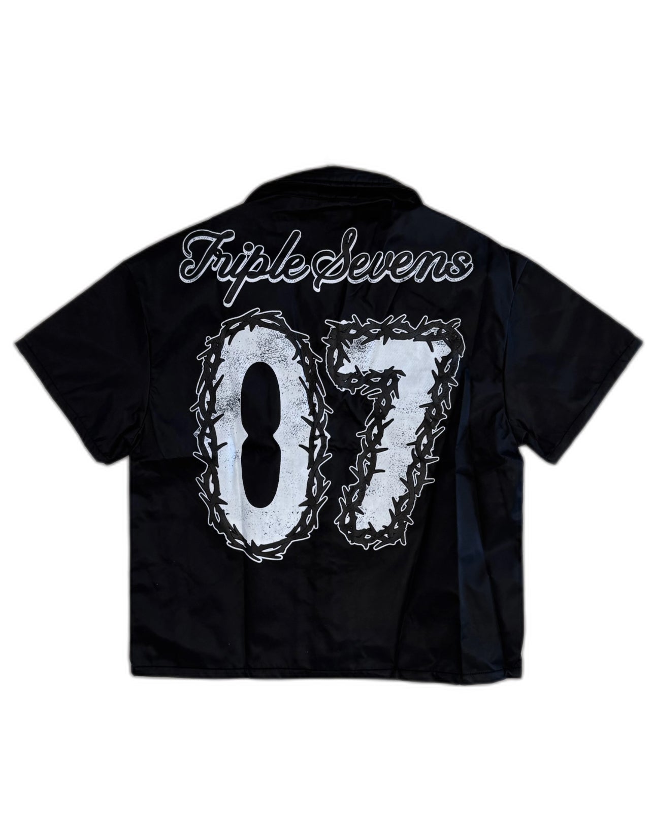 Triple Sevens Nylon Button Up Shirt Black