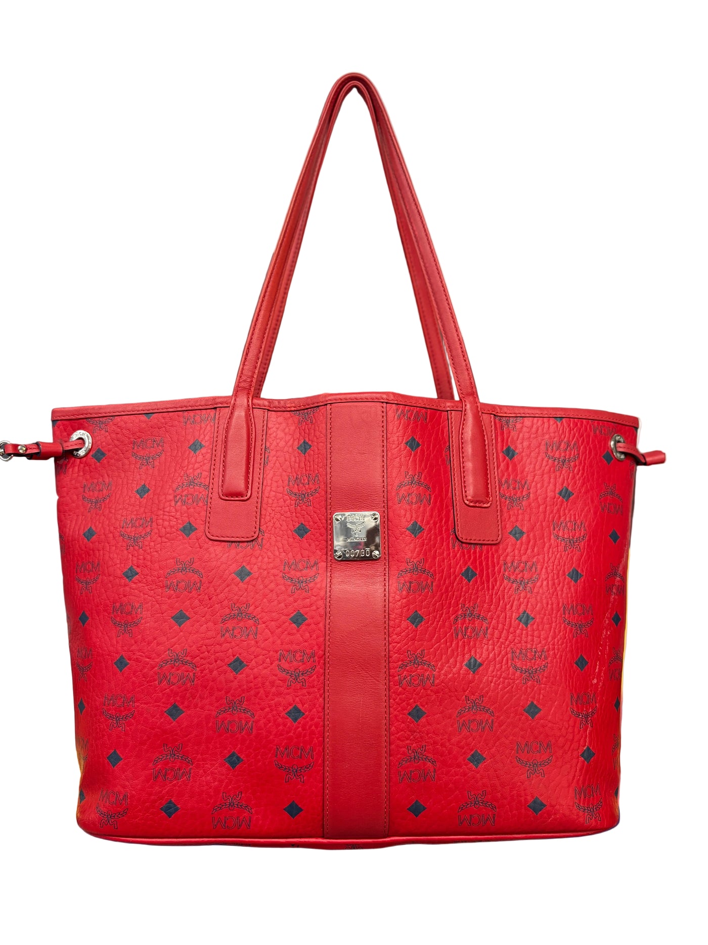 MCM Visetos Liz Reversible Shopper Tote Ruby Red