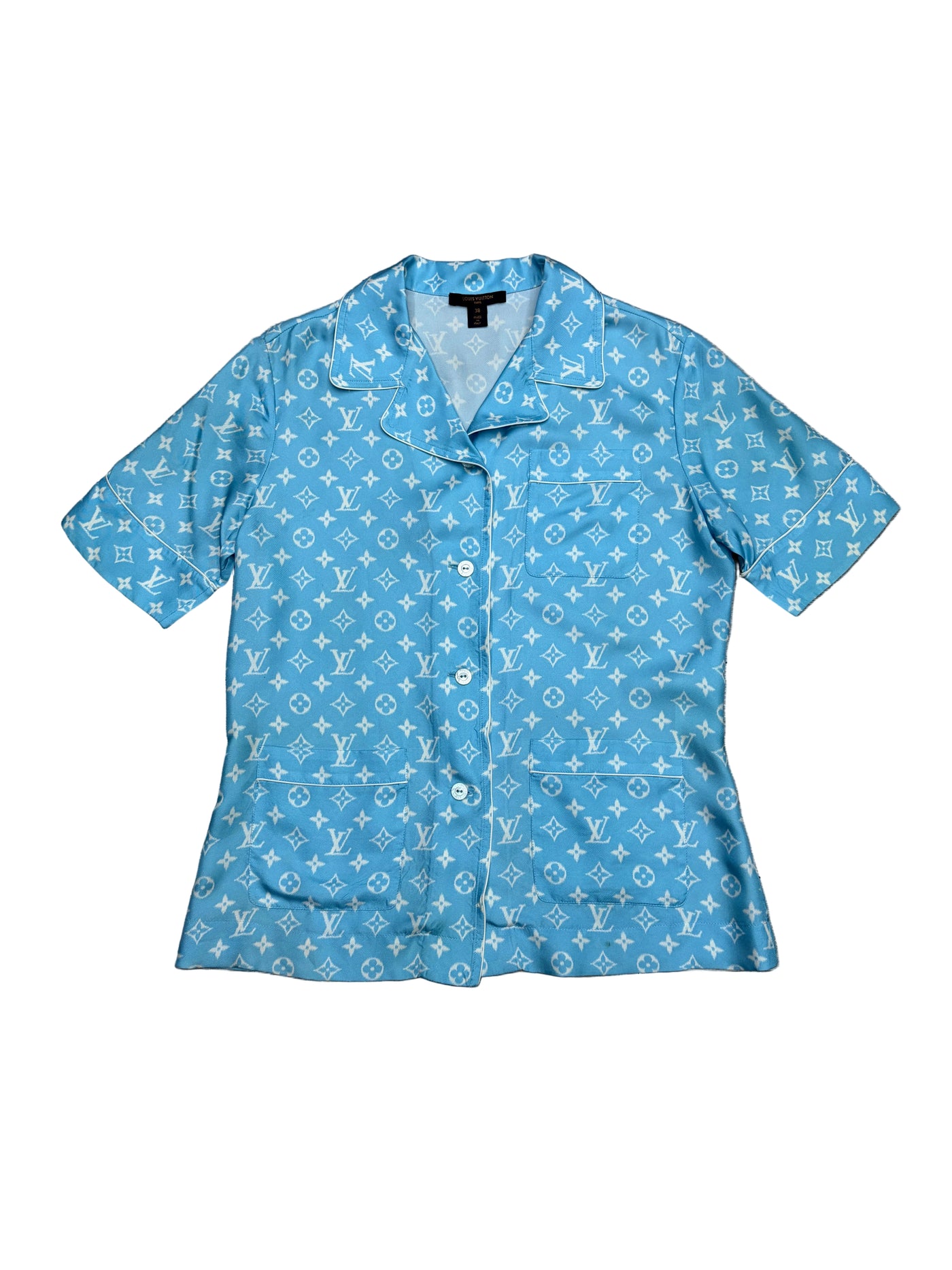 WMNS LV Silk Pajama S/S Shirt Light Blue