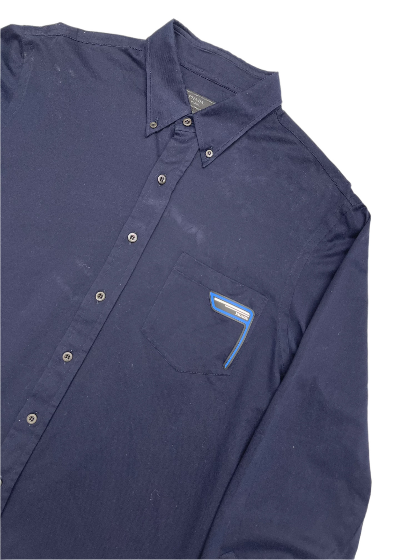 Prada L/S Polo Dress Shirt Navy Blue