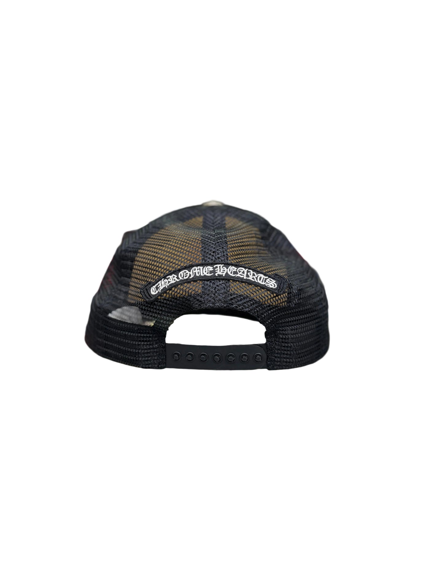Chrome Hearts Eyechart Trucker Hat Black White Red