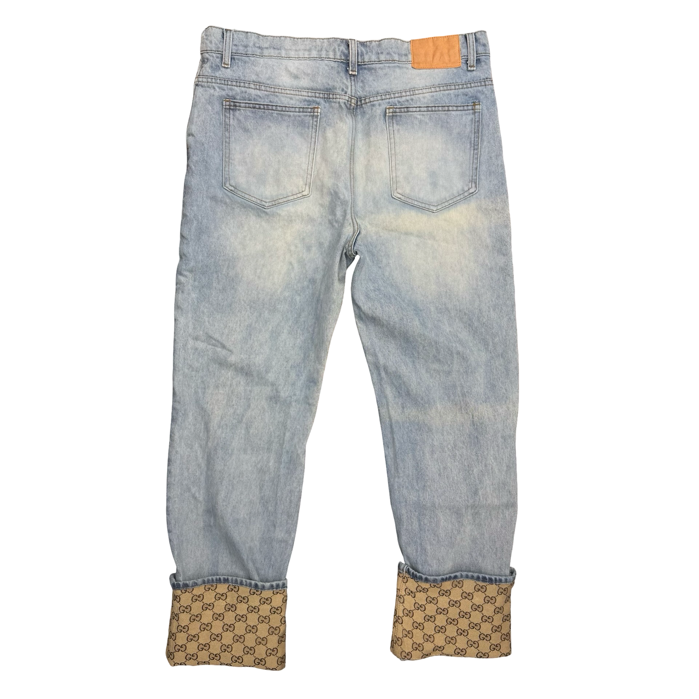 Gucci GG Turn Up Washed Denim Pants Blue