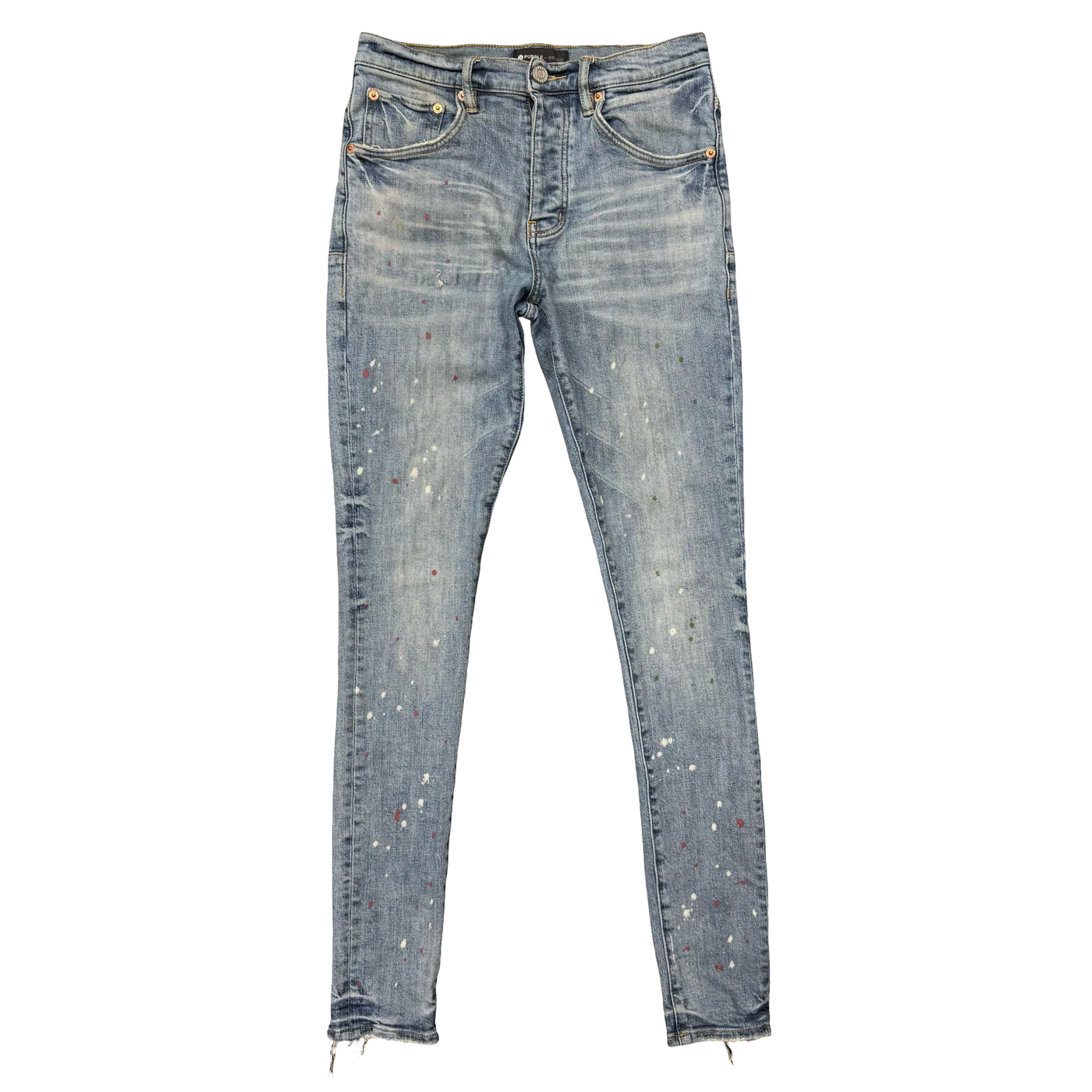 Purple Brand Paint Splatter Jeans Washed Blue