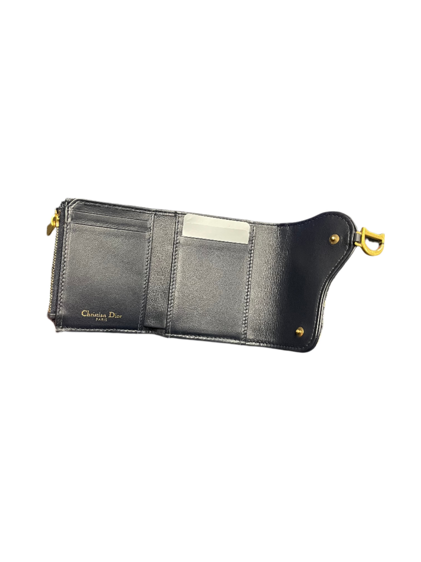 Dior Saddle Lotus Wallet Blue Oblique Jacquard