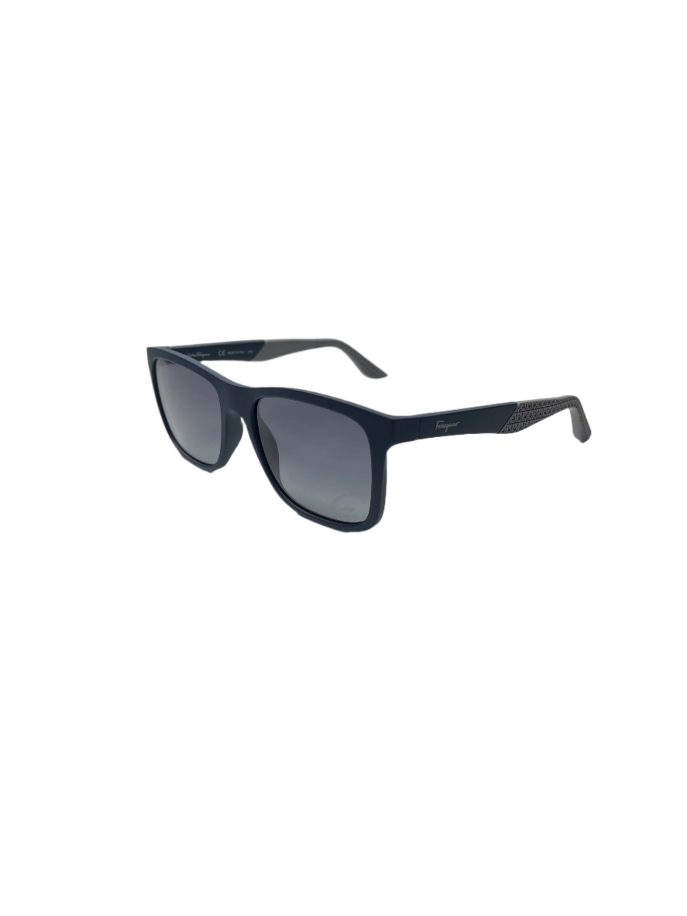 Salvatore Ferragamo Gancini Flat-Top Navigator Sunglasses Matte Blue Gray
