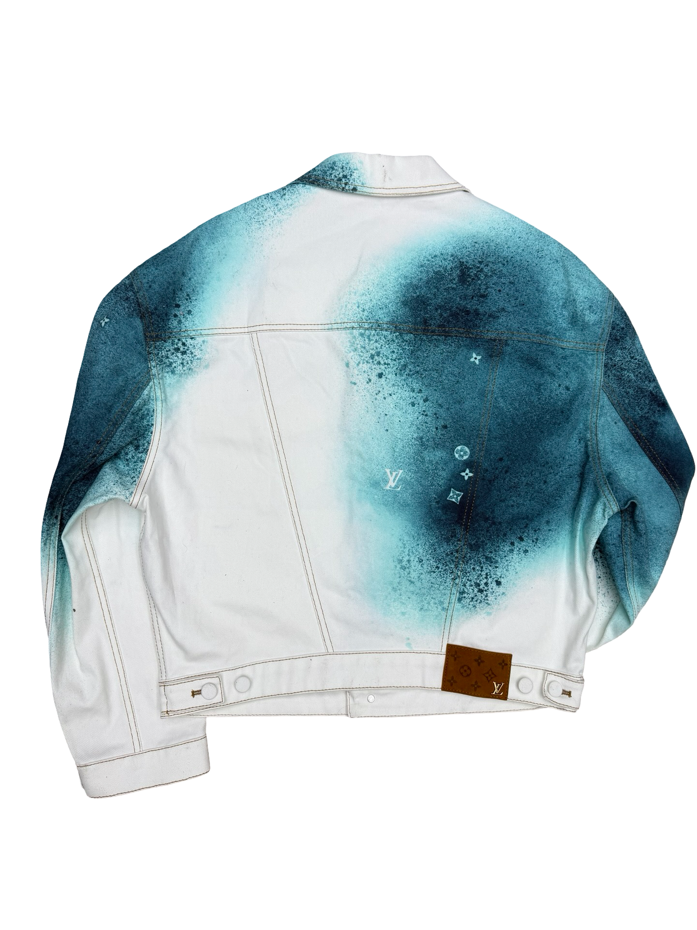 Louis Vuitton White & Turquoise LV Spray Denim Jacket