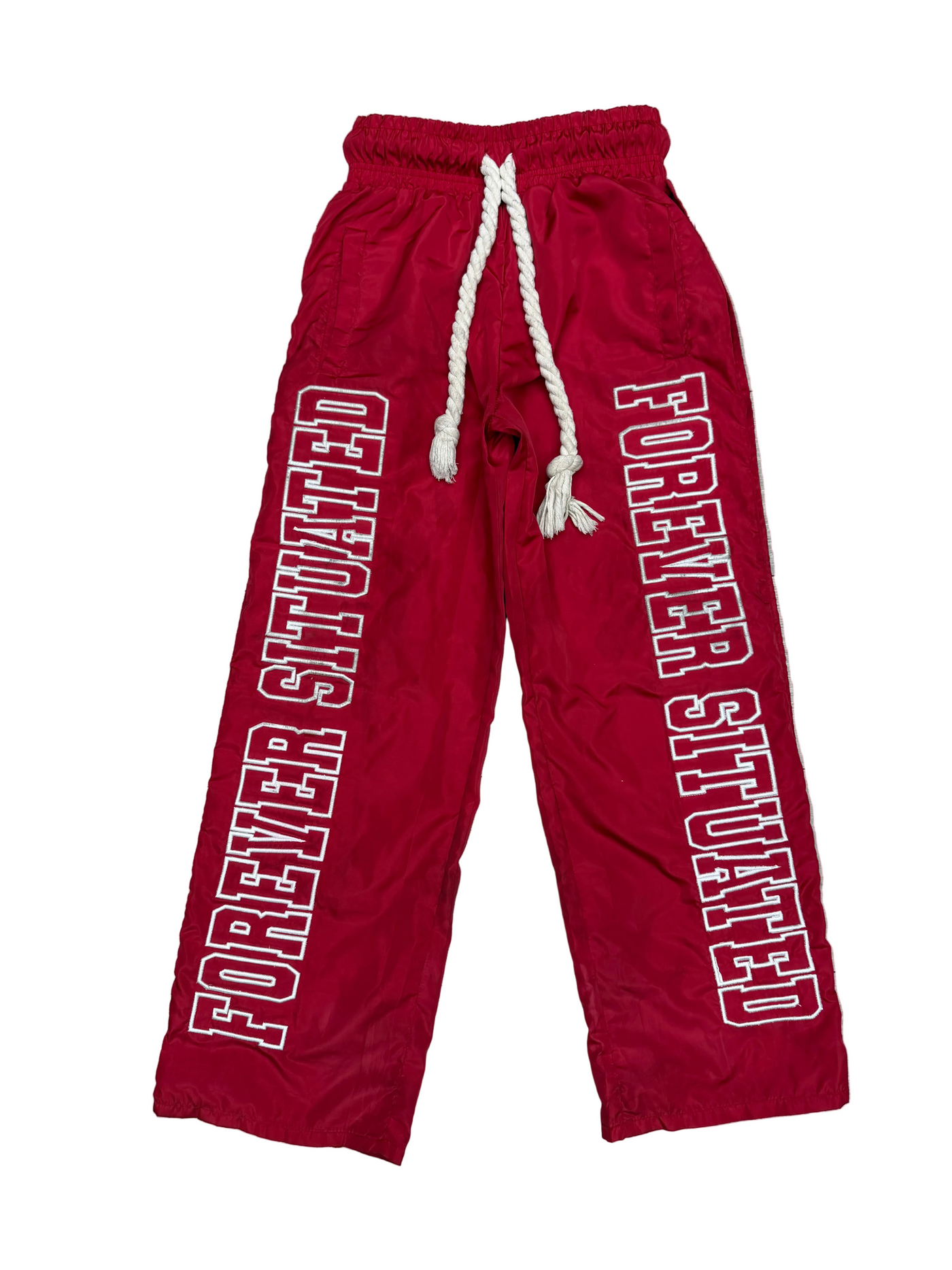 Forever Situated Nylon Track Pants Red