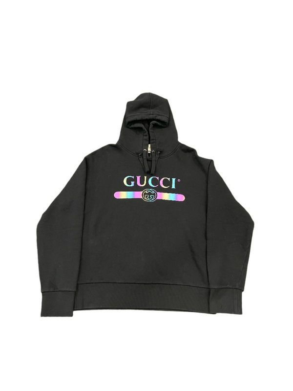 Gucci Hologram Hoodie Iridescent Logo Black