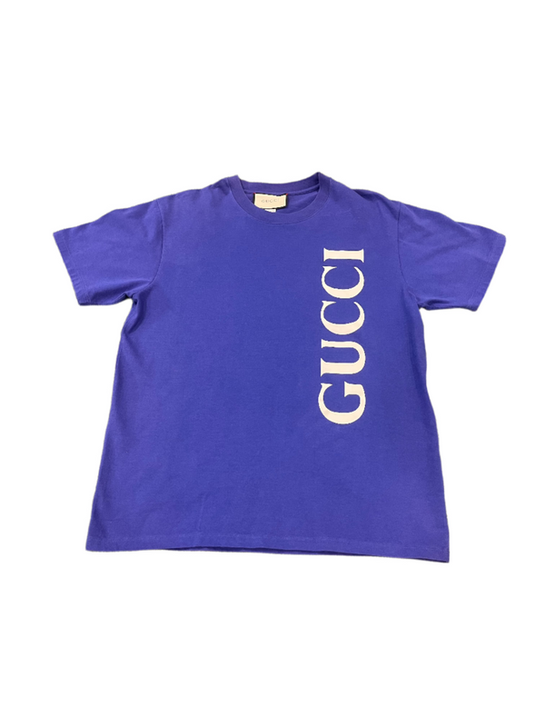 Gucci Vertical Logo T-Shirt Blue