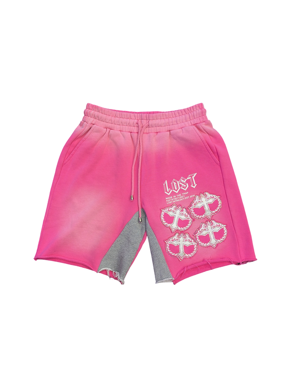 Lost Intricacy Rhinestone MITT Shorts Pink