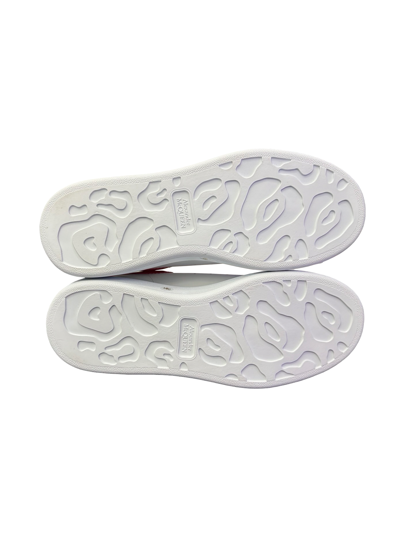 Alexander McQueens Oversized Larry Patent Leather Sneaker White Red