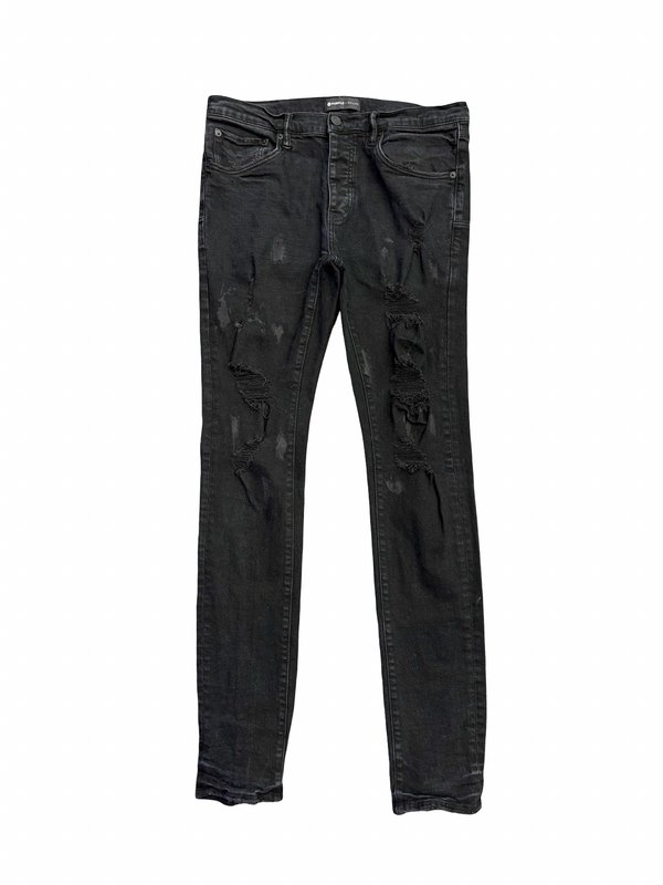 Purple Brand Oil Spill Distressed Jeans Black