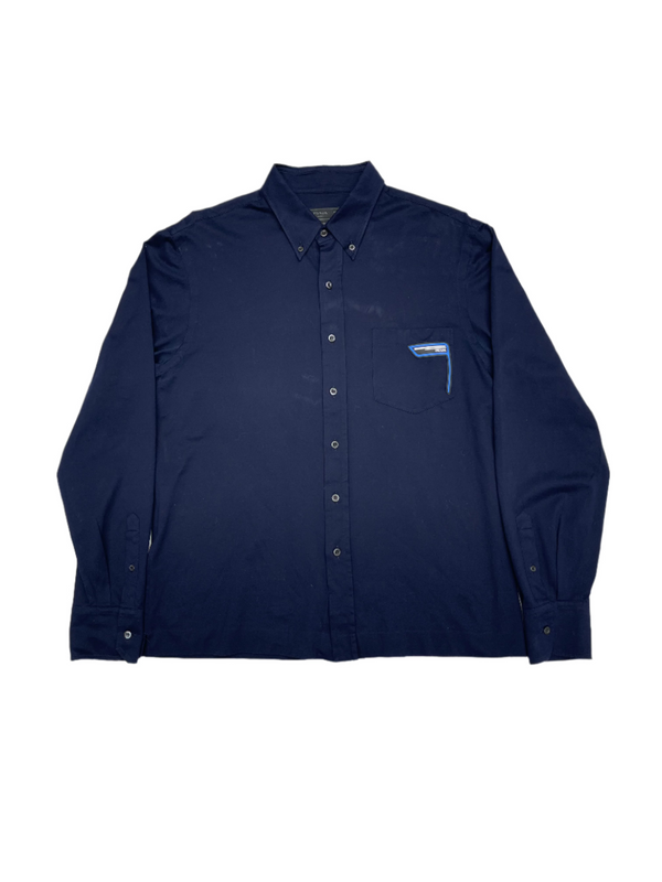 Prada L/S Polo Dress Shirt Navy Blue