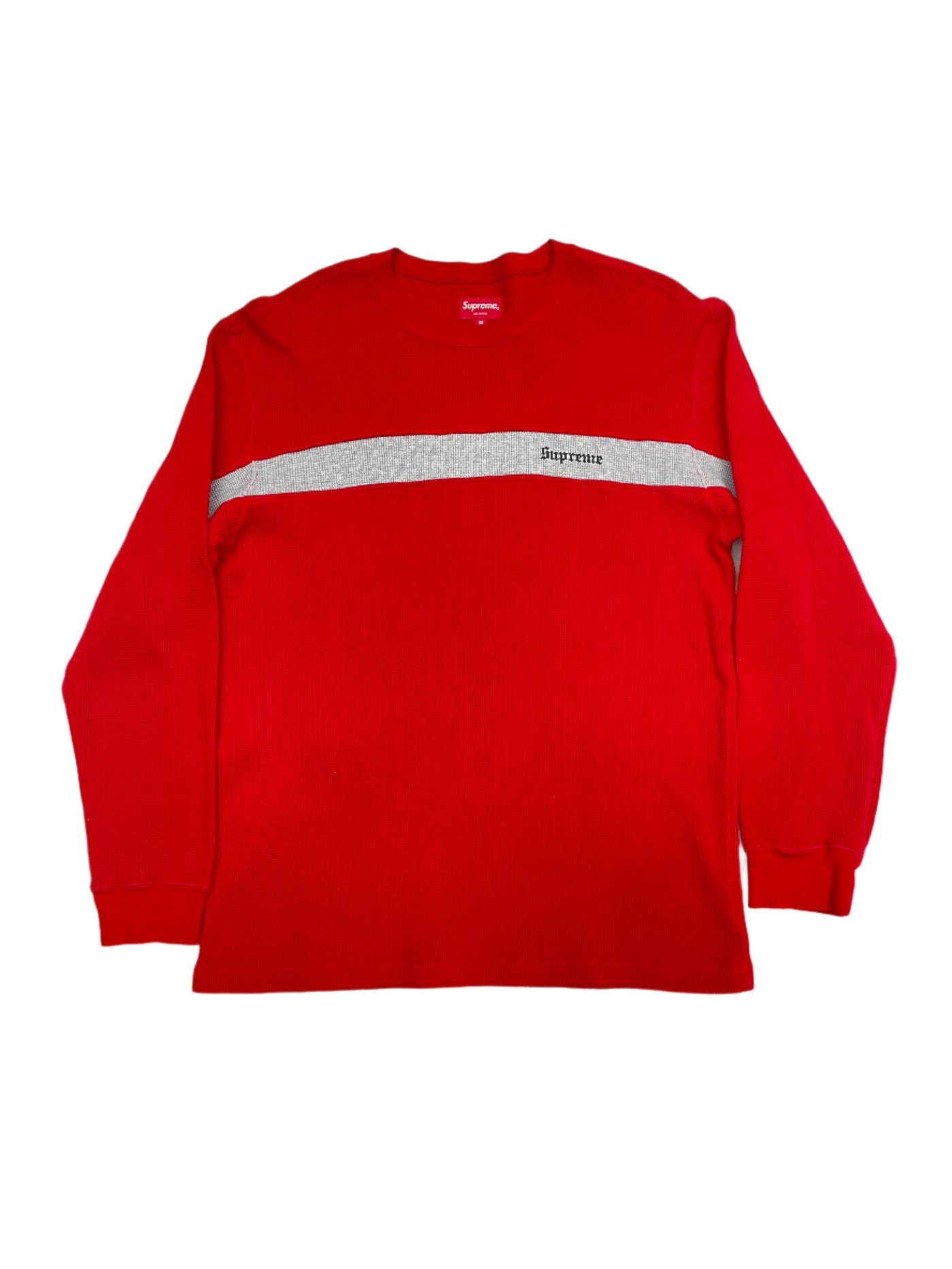 FW18 Supreme Panel Stripe Waffle Thermal Red