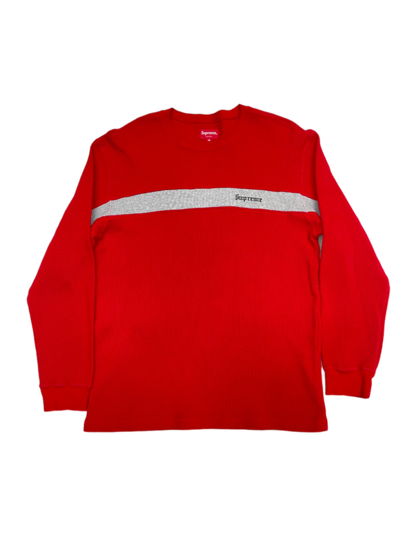 FW18 Supreme Panel Stripe Waffle Thermal Red