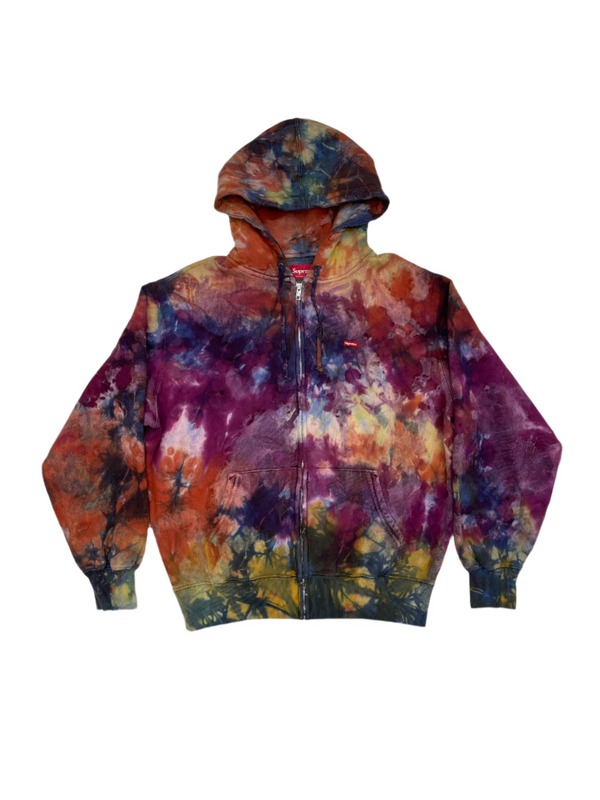 FW24 Supreme Overdyed Small Box Zip-Up Hooded Sweatshirt Multi