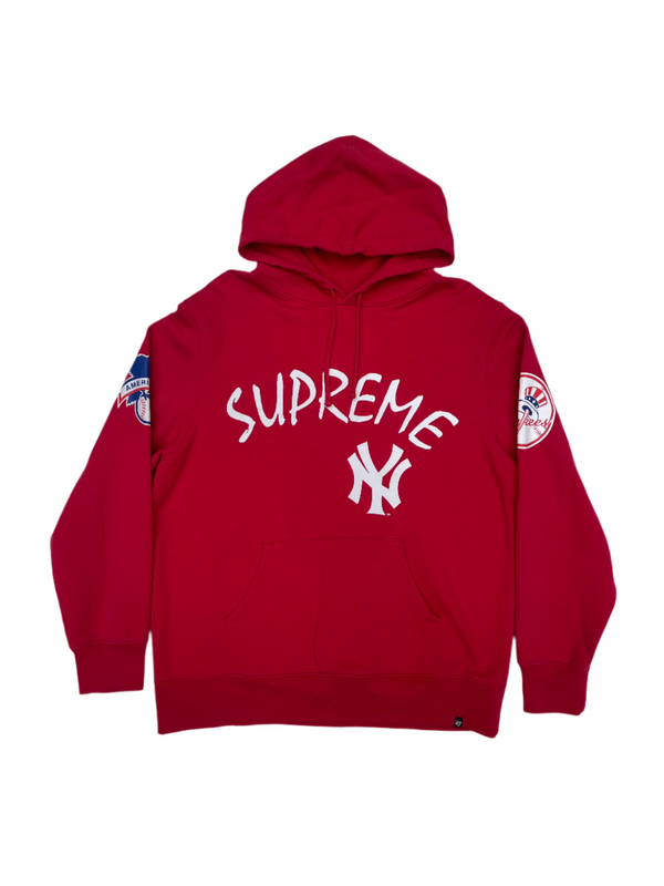 SS15 Supreme Yankees Hooded Sweatshirt Red